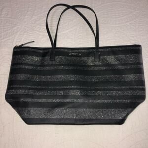 Kate Spade Black and Gray Striped Tote